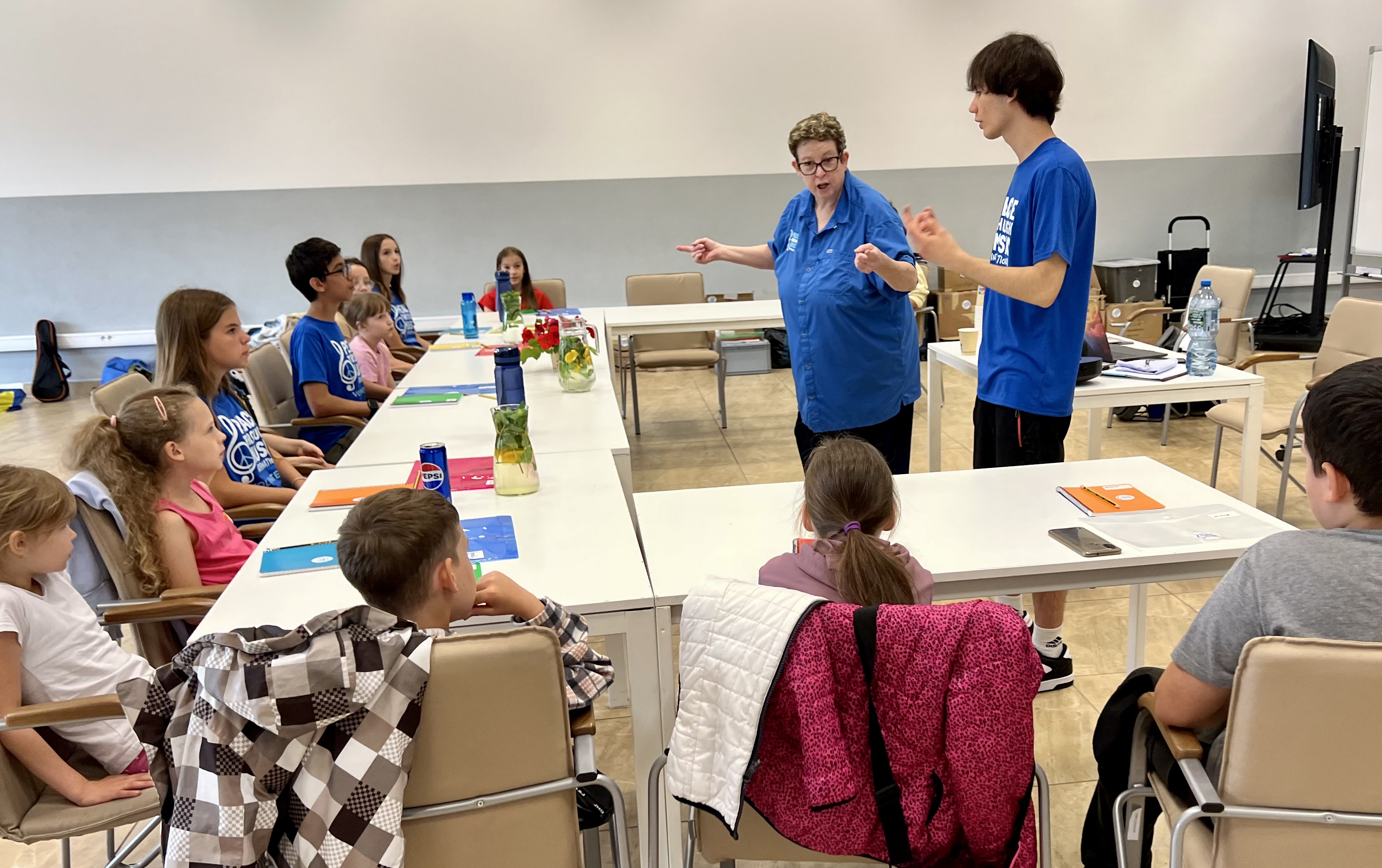 Liz teaching kids